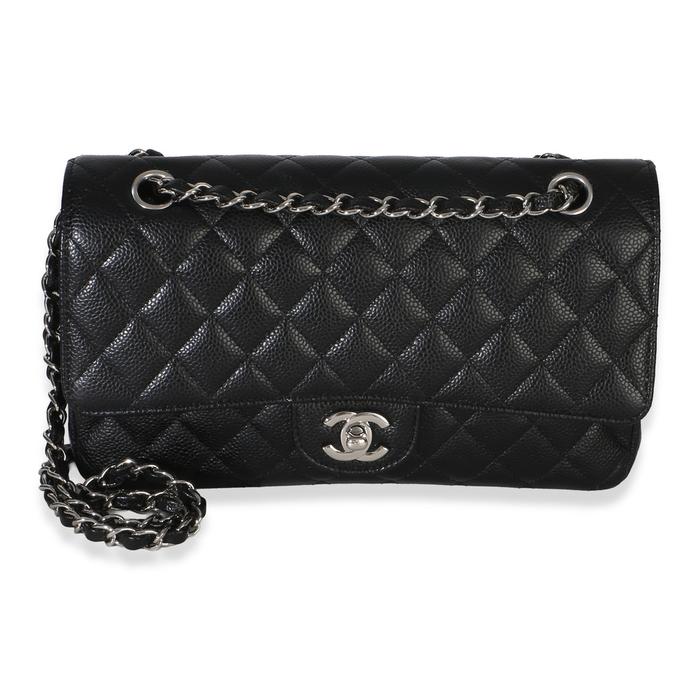 Chanel Black Quilted Caviar Medium Classic Double Flap Handbag